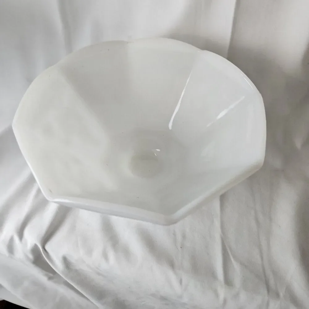 Vintage Anchor Hocking Milk Glass Pedestal Footed Compote Harvest Grapes Design
